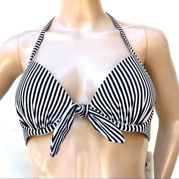 Women’s Bikini Striped Padded Swimsuit Top 34 B - Picture 5 of 10